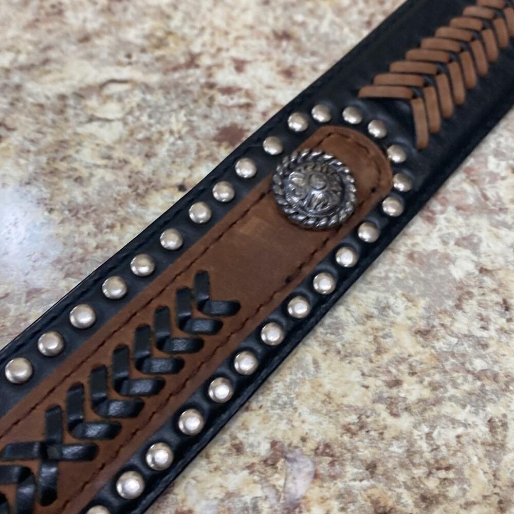 Wrangler 40 black brown leather western belt - Picture 9 of 10